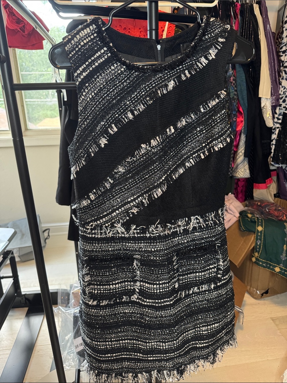McGinn Tweed Fringe Midi Dress